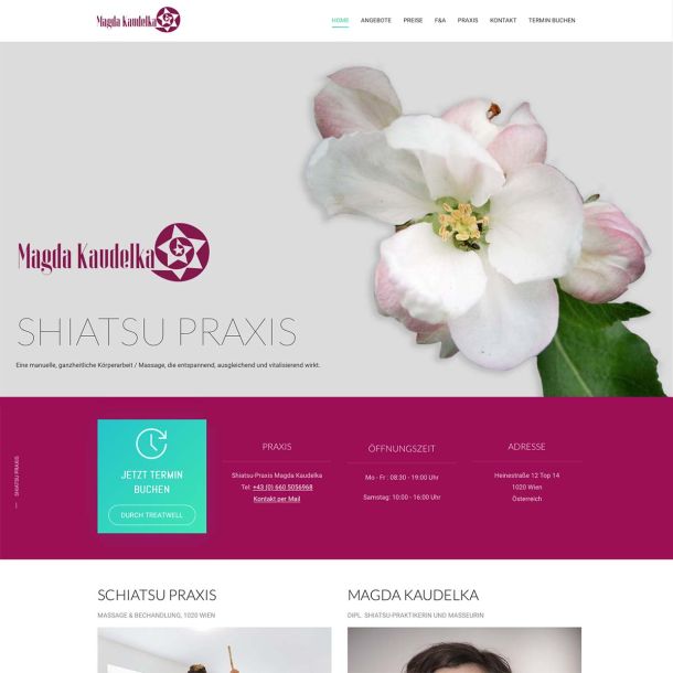 Website für Magda Kaudelka - Shiatsu Praxis in Wien