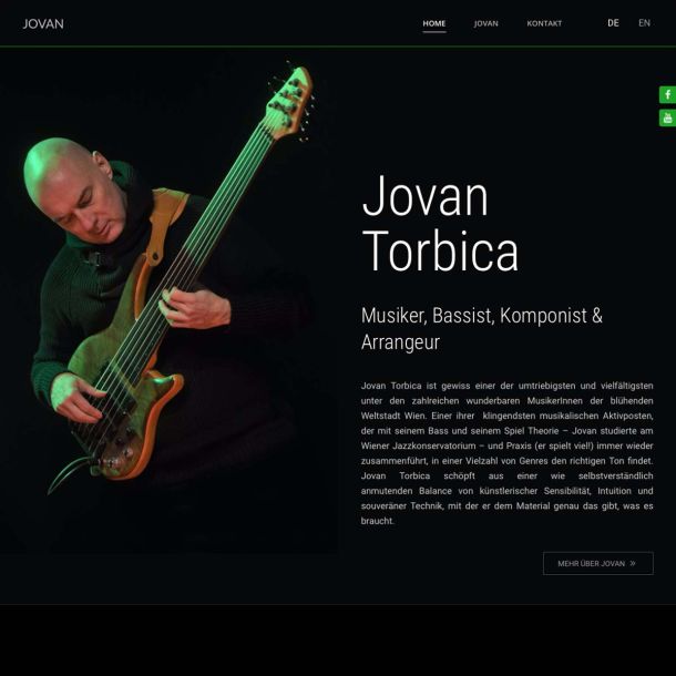 Webdesign für Jovan Torbica Bassist aus Wien