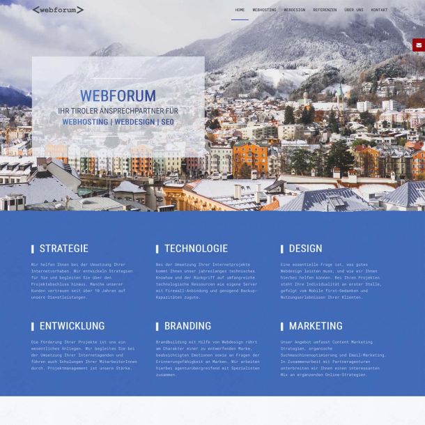 Website für Webforum Hosting Provider aus Innsbruck